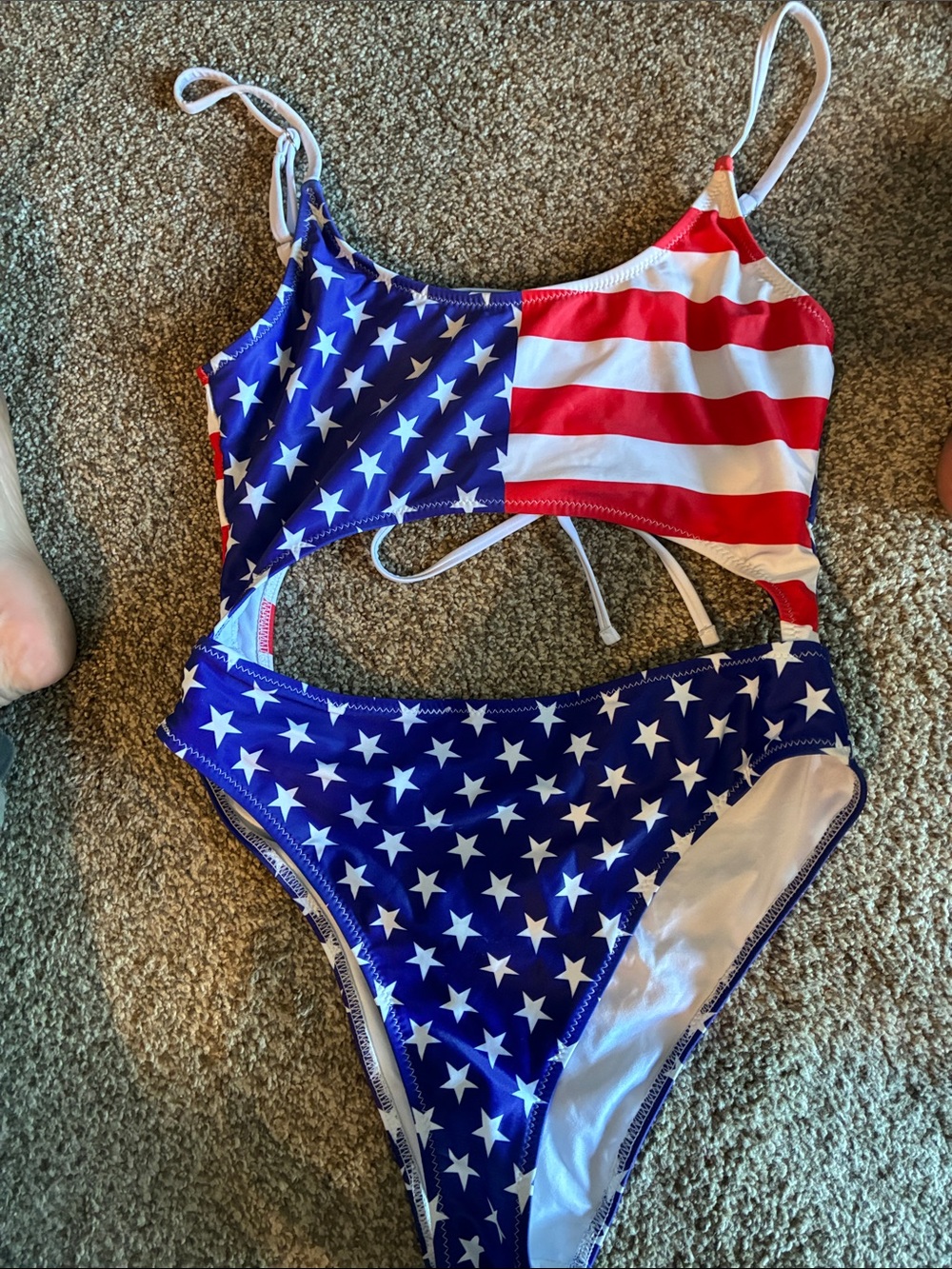 Women’s Red, White & Blue Star Cutout One-Piece Swimsuit